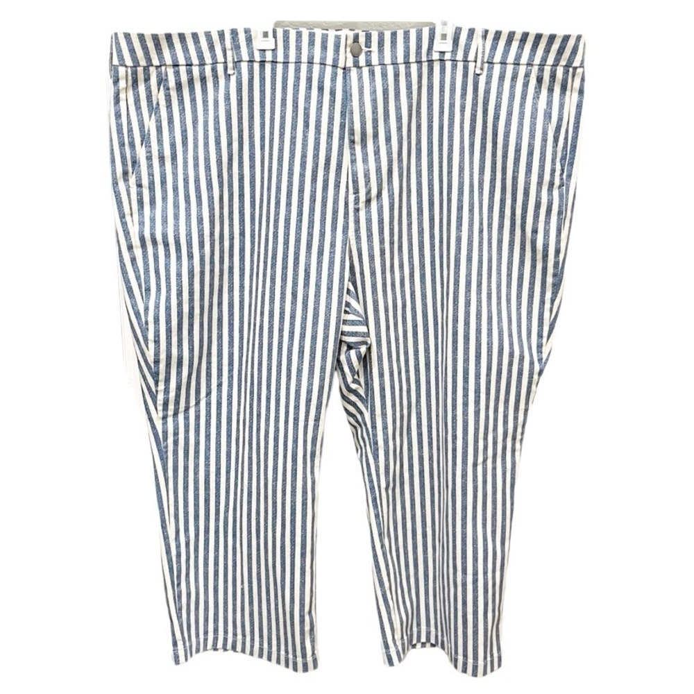 Torrid Pants Women's 28 Belle Isle Blue & Ivory Vertical Stripe Straight Leg
